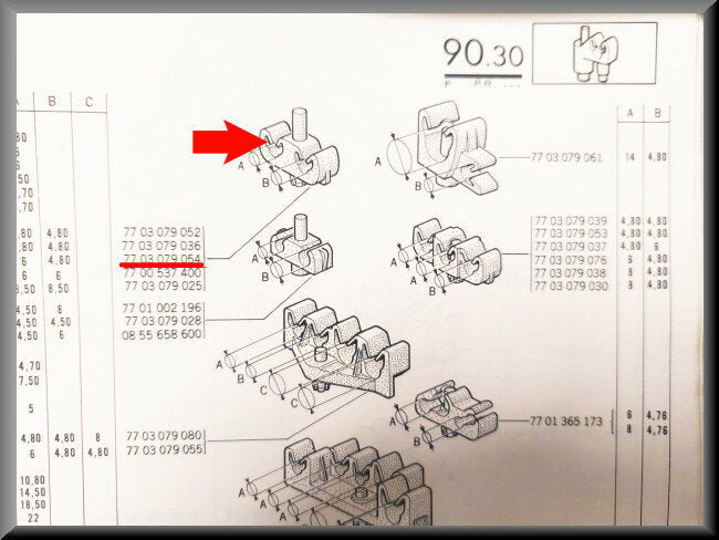 Brake pipe clamp (2 pipes 5 mm) – Renault – OEM 7703079052
