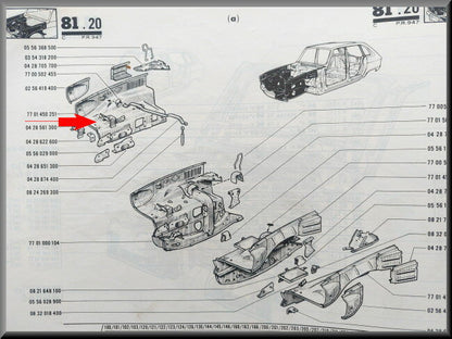 Binnenscherm voorzijde rechts met reservewiel steun – Renault 16 – OEM 0995095300