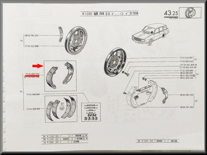 Segments de freins – Renault 12 Break – OEM 7701458161