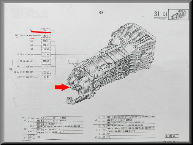 Versnellingsbak 4 versnellingen (365-23) – Renault 12 – OEM 7701539949