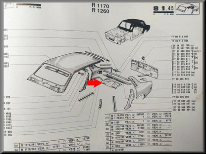 Plaque arrière – Renault 12 – OEM 7700513997 – NOS