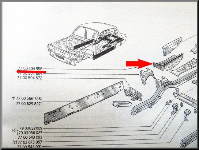 Bac de roue de secours – Renault 12 – OEM 7700504558 – NOS