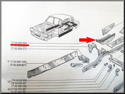 Bac de roue de secours – Renault 12 – OEM 7700504558 – NOS