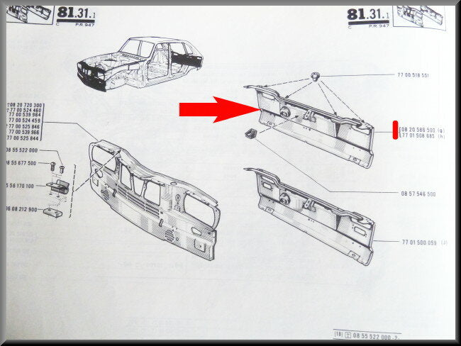 Rear panel – Renault 16 > 1970 – OEM 7701508685A – Used