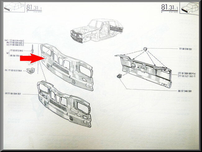 Façade avant (sablée) – Renault 16 TL, TS – OEM 7700539966 / 7700525844 (sablée)