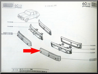 Verre de clignotant avant gauche R16 TX (Neuf d'époque).