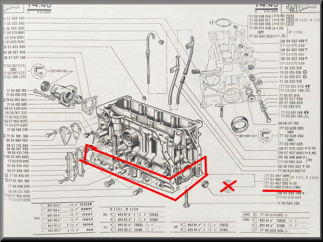 Short block type 843, 1647 cc – Renault 16 TX – OEM 7701460214