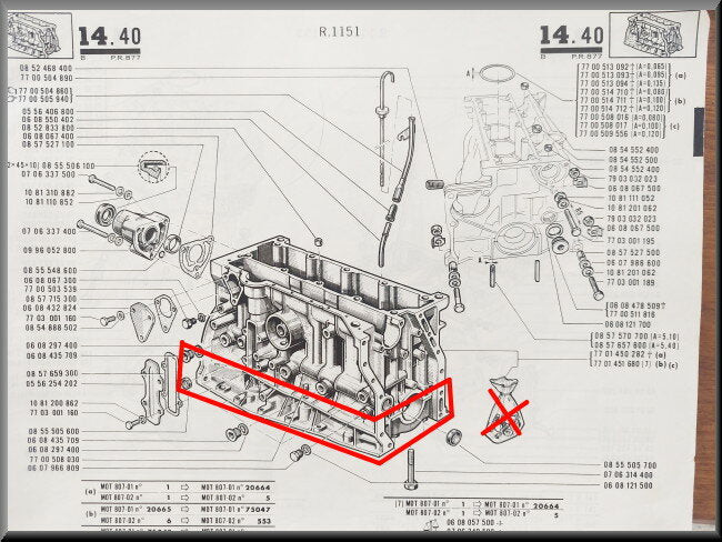 Onderblok type 821, 1565 cc – Renault 16 TL – OEM 7701460213