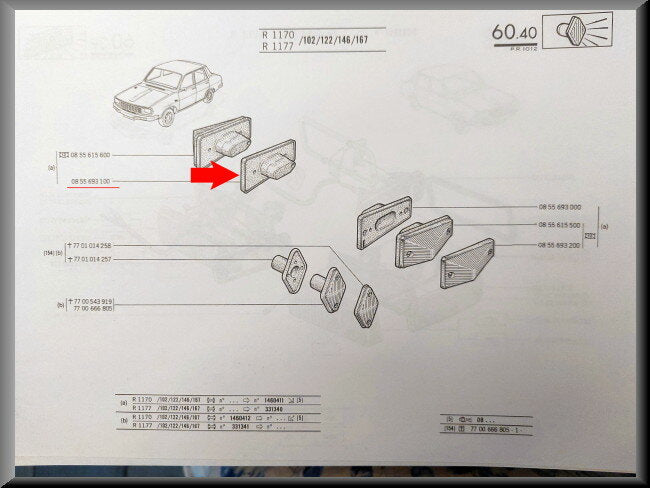 Butée d'angle de pare-chocs arrière droite – Renault 12 – Renault 16 - OEM 0855693100
