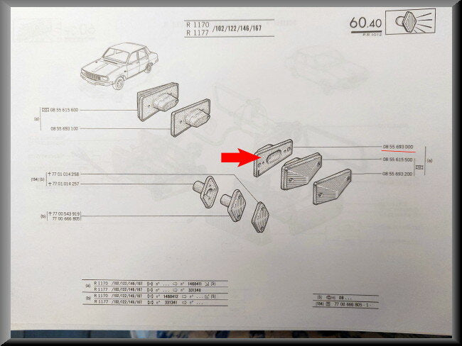Bouchon d'extrémité gauche de moulure latérale – Renault 12 – Renault 16 - Renault 10 - Renault 8 - OEM 0855693000
