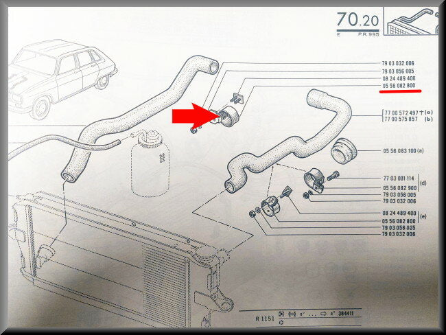 Support de maintien de batterie avec étrier de durite d'eau – Renault 16 – OEM 7700585080 – Occasion