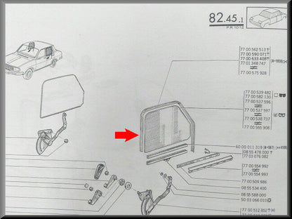 Joints de vitres avant et arrière – Renault 12 – Renault 15 - Renault 17 - Renault 16 - OEM 7701348747