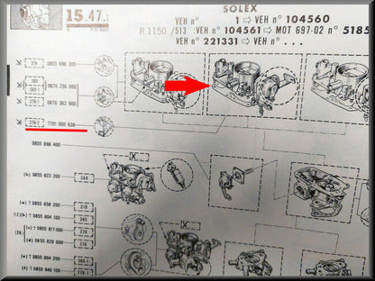 Deksel carburateur Solex – Renault 16 (R1150) – OEM 7701000638