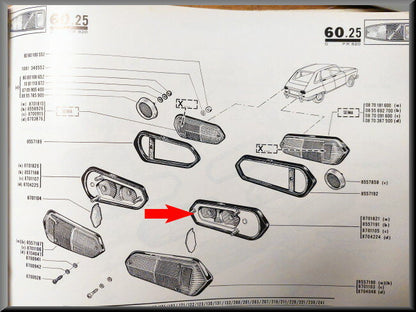 Unité de feu arrière droite (sans joint en caoutchouc) – Renault 16 – OEM 0855719000