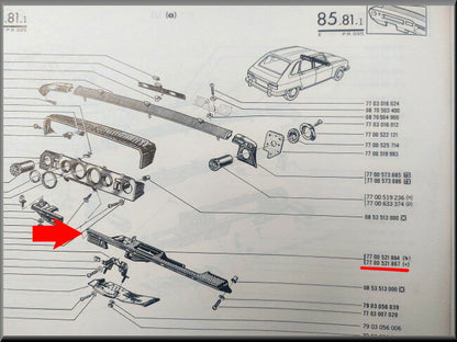 Tableau de bord droit – Renault 16 – OEM 7700521867
