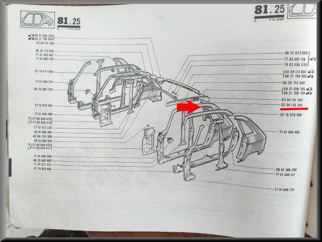C stijl balk deel links – Renault 16 – OEM 0354120200
