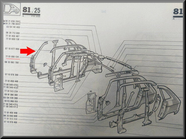 A-pillar right – Renault 16 – OEM 7701000134