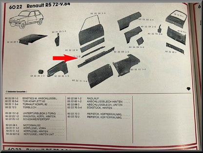 Panneau de porte inférieur gauche – Renault 5 (2 portes) – OEM 602213 – NOS