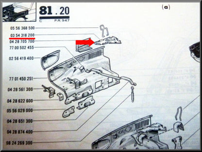 Hoek plaatje binnenscherm voorzijde rechts – Renault 16 – OEM 0354318200
