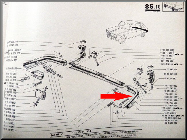 Bumper corner rear left – Renault 16 (second type) – OEM 0820604100