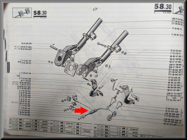 Câble d'embrayage en caoutchouc – Renault 16 – OEM 161152