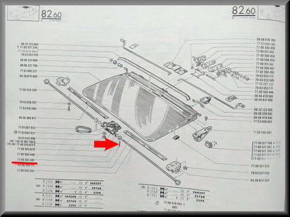 Axe de charnière de toit ouvrant - Renault 16 - Renault 17 - Renault 20 - Renault 30 - OEM 7700503391