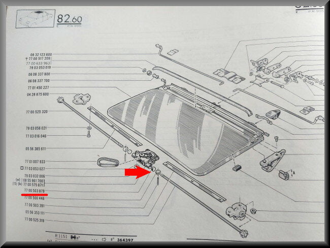Rotule toit ouvrant toit ouvrant axe – Renault 16 - Renault 17 - Renault 20 - Renault 30– OEM 7700503879