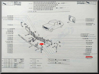 Grill rubber - Renault 16 - OEM 7903061002