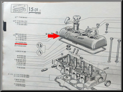 Klepdeksel – Renault 16 TX, TS – OEM 7700551023 / 7700617653 / 7700620454