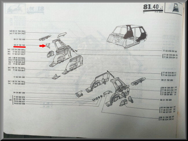 Partie de carrosserie aile arrière droite – Renault 6 – OEM 0821781700 – NOS