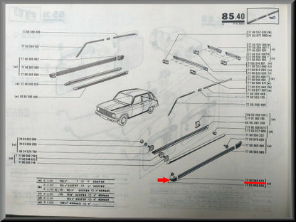 Capuchon d'extrémité moulure décorative avant gauche – Renault 6 – OEM 7700565979 – NOS