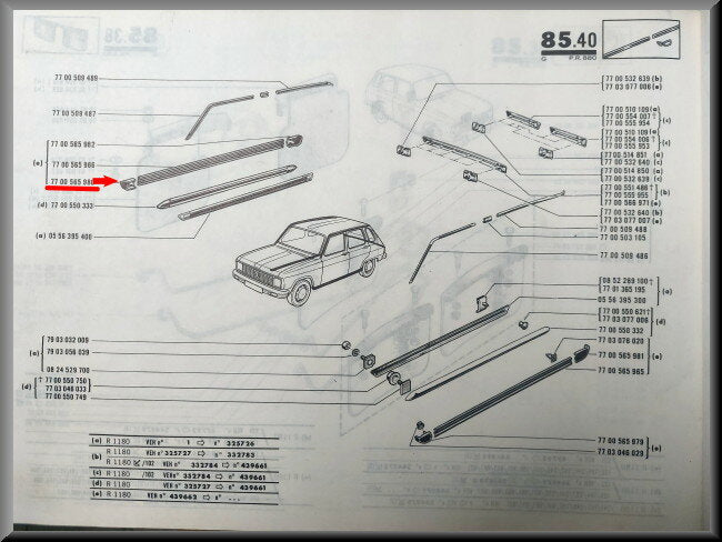 Eindkapje sierlijst rechts voor  – Renault 6 – OEM 7700565980 – NOS