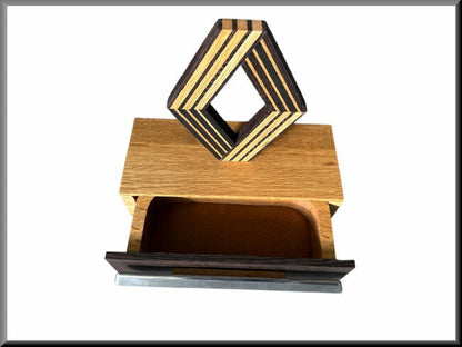 Sleutel kastje met Renault embleem en deurgreep (21x15x20 cm) Wenge hout en eikenhout – Renault 16