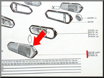 Rear light glass right – Renault 16 – OEM 0855719000