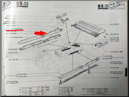 Sierlijst binnenzijde portier achter rechts RVS – Renault 16 – OEM 0246544300