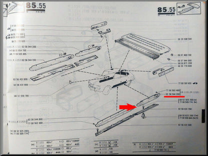 Moulure décorative intérieure de porte arrière gauche inox – Renault 16 – OEM 0256544200