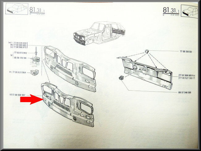 Partie avant gauche – Renault 16 TX – OEM 7700554557A