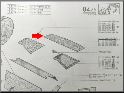 Revêtement de plage arrière (noir) – Renault 12 – OEM 7700534316