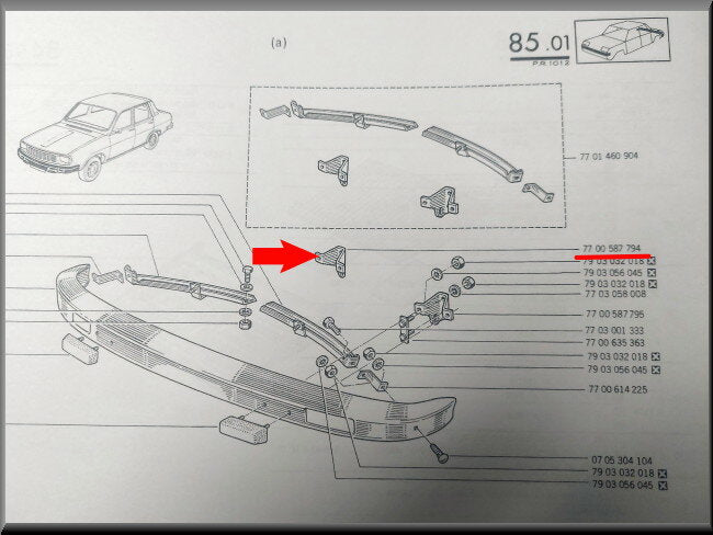 Support de pare-chocs avant droit – Renault 12 – OEM 7700587794