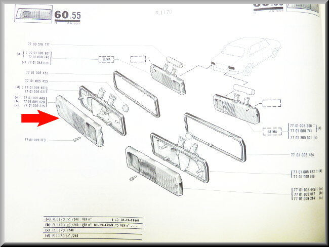 Achterlicht glas links met chroomrand (Seima) – Renault 12 – Alpine A310 - OEM 7701009020