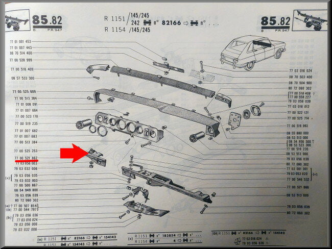 Dashboarddeel (Bruin) – Renault 16 – OEM 7700521862 – Used