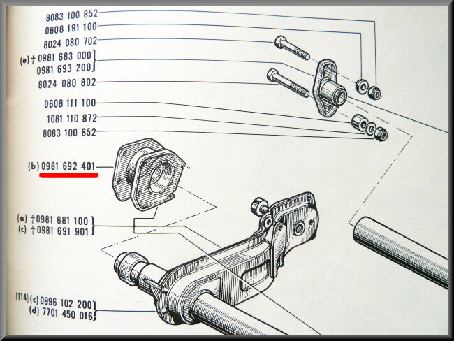 Caoutchouc de suspension essieu arrière droit – Renault 16 – OEM 0981692401 – NOS