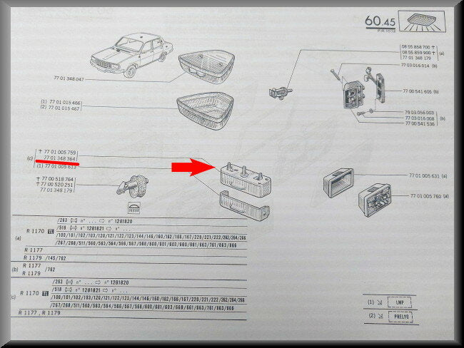 Verlichting dashboardkastje – Renault 12 – OEM 7701348364