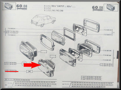 Achteruitrijlamp (geel glas) – Renault 16 TS (1968-1969) – OEM 7700519725