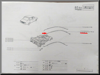Heater valve cable – Renault 12 – OEM 7700655706 – NOS