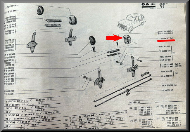 Poignée de porte – Renault 6 – OEM 7700504417 – NOS