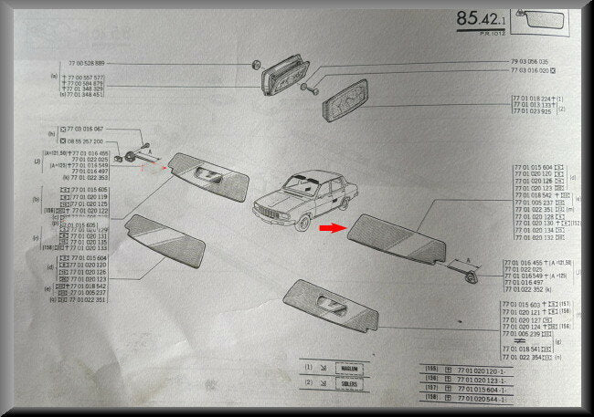 Zonneklep links  – Renault 12 – OEM 7701016552 – NOS