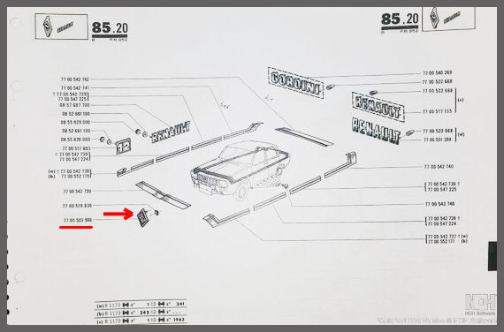 Logo Renault (Cuivre) – Renault 12 Gordini – FEO 7700503596