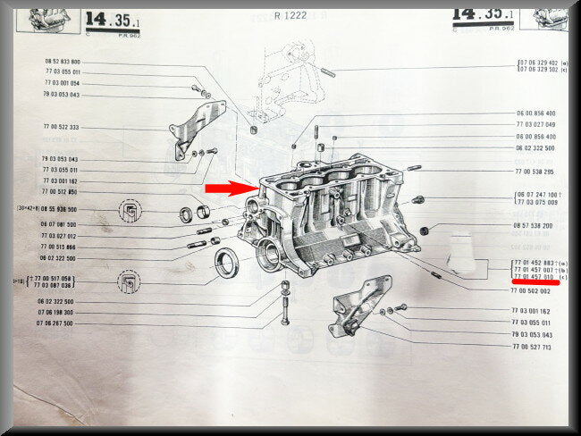 Bas-moteur – Renault 5 – OEM 7701457010 – NOS