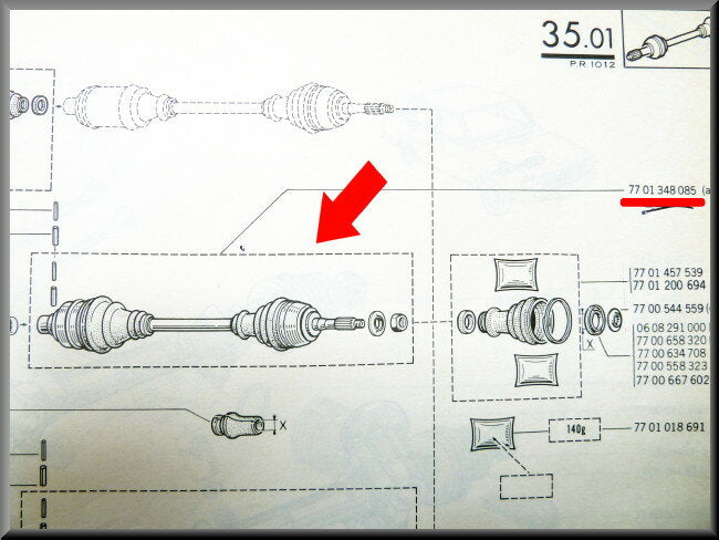 Arbre de transmission – Renault 12 – OEM 7700535244 – NOS